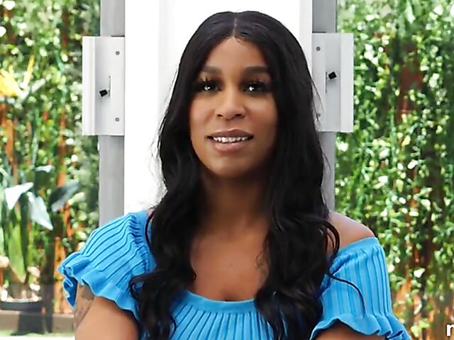 Busty ebony interracial casting featuring Paris