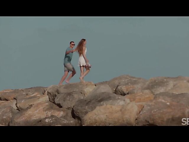 Arina Shy & Charlie Dean - Romantic beach walk and sensual sex in bed