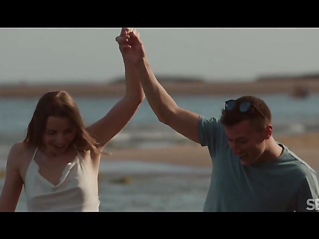Arina Shy & Charlie Dean - Romantic beach walk and sensual sex in bed