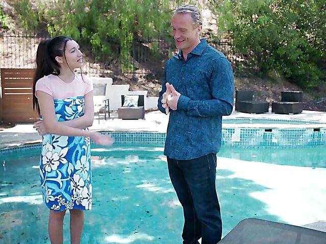 Petite horny teen Maya Woulfe fucks an old man