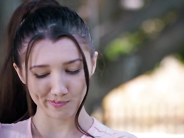 Petite horny teen Maya Woulfe fucks an old man