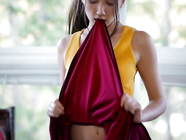 Petite horny teen Maya Woulfe fucks an old man