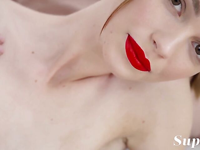 Outdoor solo picnic naked with red lip babe Any Moloko