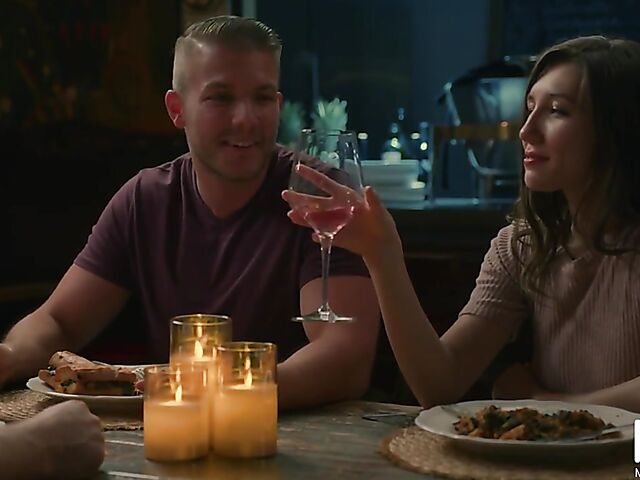 Lovely dinner and MMF threesome with curious Maya Woulfe