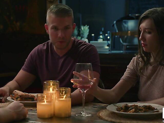 Lovely dinner and MMF threesome with curious Maya Woulfe