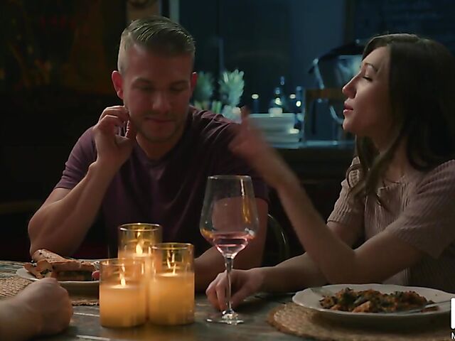 Lovely dinner and MMF threesome with curious Maya Woulfe