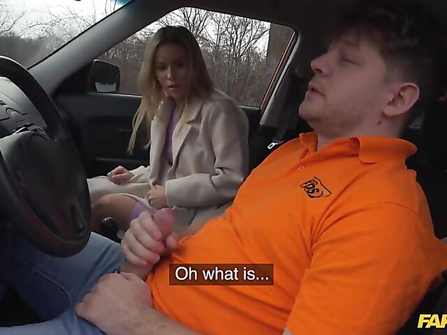 Lucky Bee - Car fuck with a slutty student driver