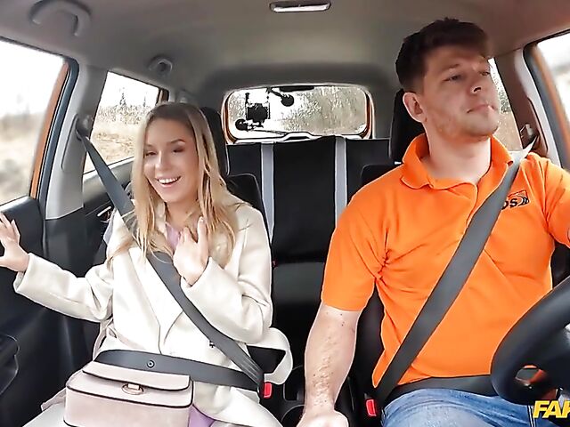 Lucky Bee - Car fuck with a slutty student driver