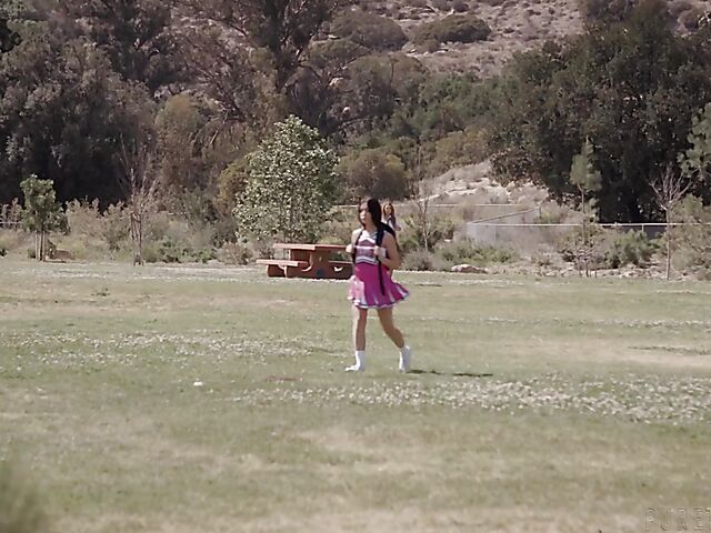 Lesbian cheerleader Jane Wilde and busty schoolgirl Gabbie Carter