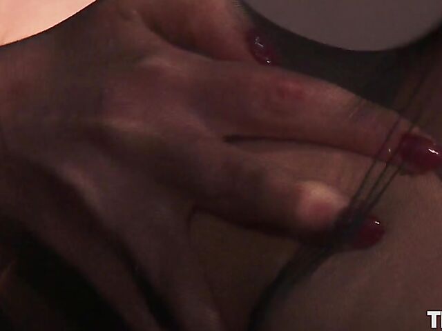 Lingerie solo and stocking masturbation behind bars with stunning Subil Arch