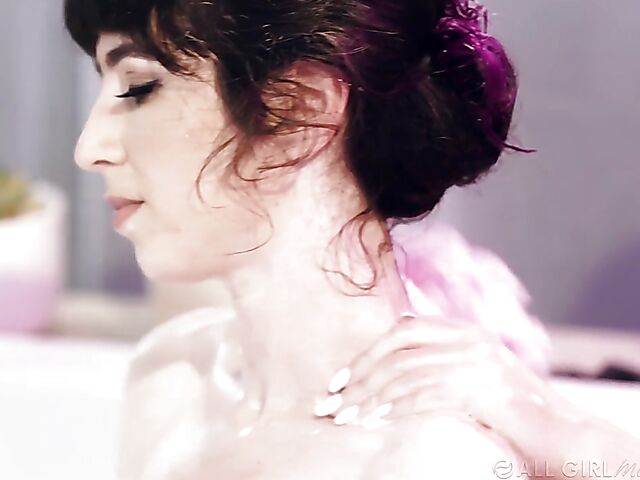 Lesbian bath sex featuring Serena Blair and Alex Coal