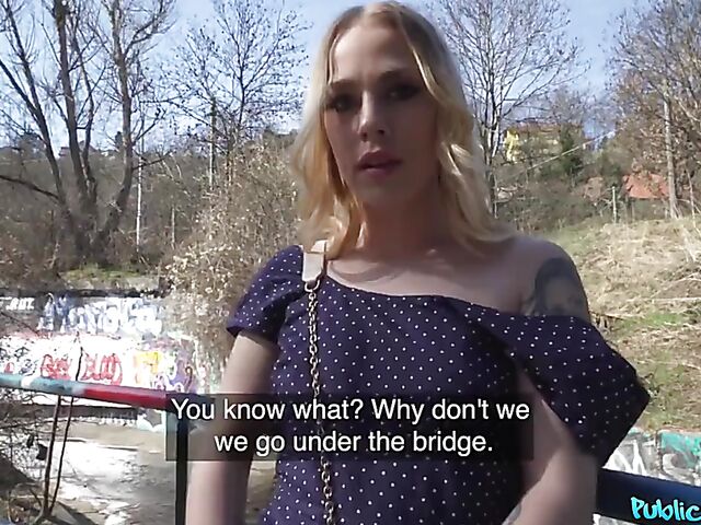 POV public pick up and sex under the bridge with Chrystal Sinn