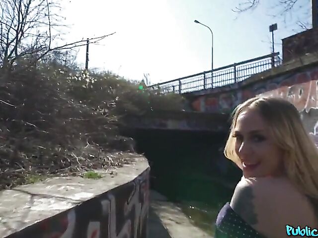 POV public pick up and sex under the bridge with Chrystal Sinn