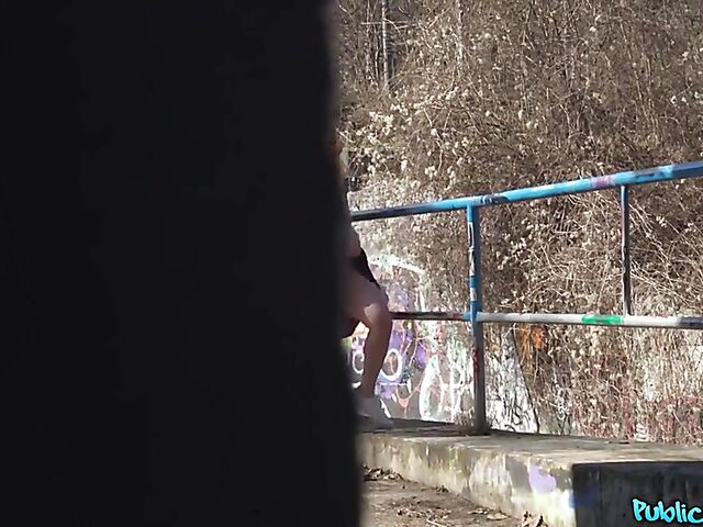 POV public pick up and sex under the bridge with Chrystal Sinn