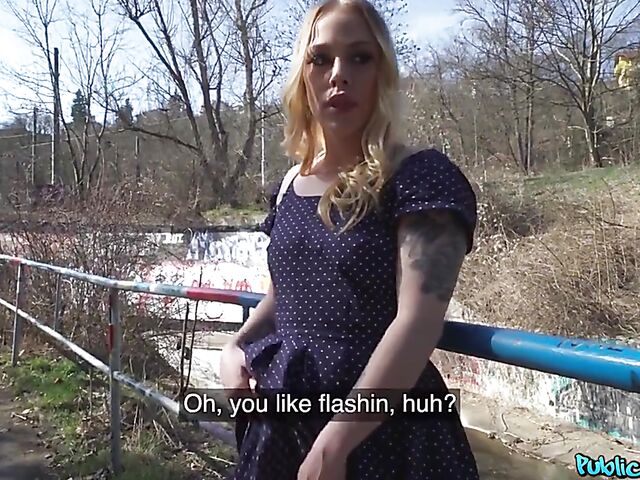 POV public pick up and sex under the bridge with Chrystal Sinn