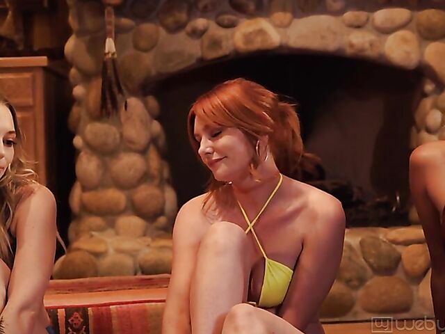 Lesbian foursome in the hut with Lacy Lennon, Lily Larimar, Indica Monroe and Apryl Rein