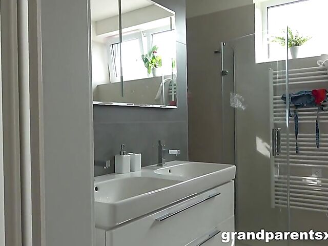 FFM old young threesome with Mona and Jessica Clark