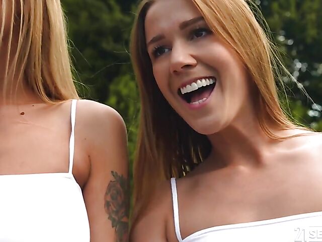 Alexis Crystal & Zlata Shine - European lesbian babes outdoors
