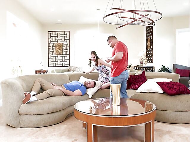 Nicole Auclair in a bisexual threesome with two anal loving bi guys