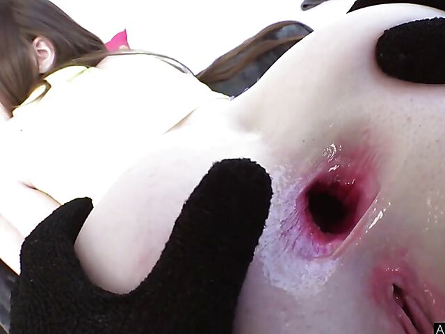 FFM anal POV style with girls in fishnets Hazel Moore and Rosalyn Sphinx