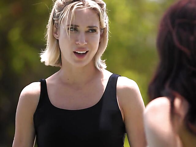 Aiden Ashley & Whitney Wright - Outdoor lesbian fun poolside