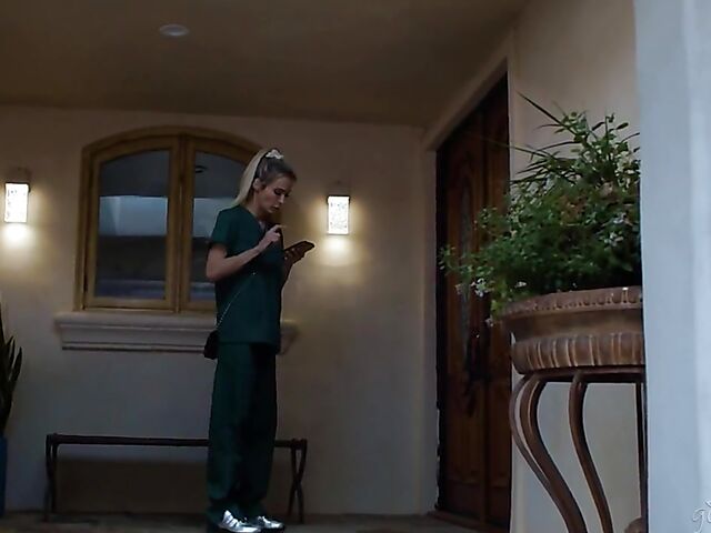 Aiden Ashley & Kenzie Anne - Kissing and fingering skinny lesbian nurse