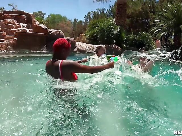 Three interracial lesbians with juicy tits and asses share a toy outdoors featuring Abigaiil Morris, Octavia Red and Deja Marie