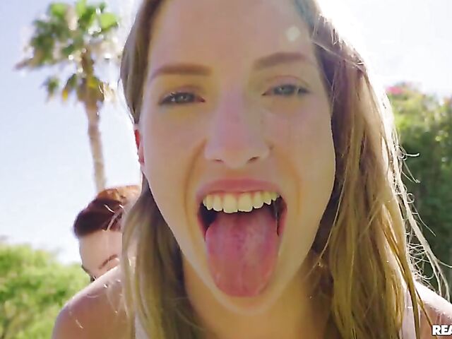 Three interracial lesbians with juicy tits and asses share a toy outdoors featuring Abigaiil Morris, Octavia Red and Deja Marie