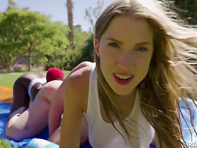 Three interracial lesbians with juicy tits and asses share a toy outdoors featuring Abigaiil Morris, Octavia Red and Deja Marie