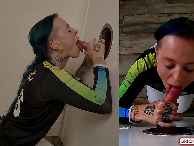 Fully clothed blowjob at the glory hole with Bethany Anne