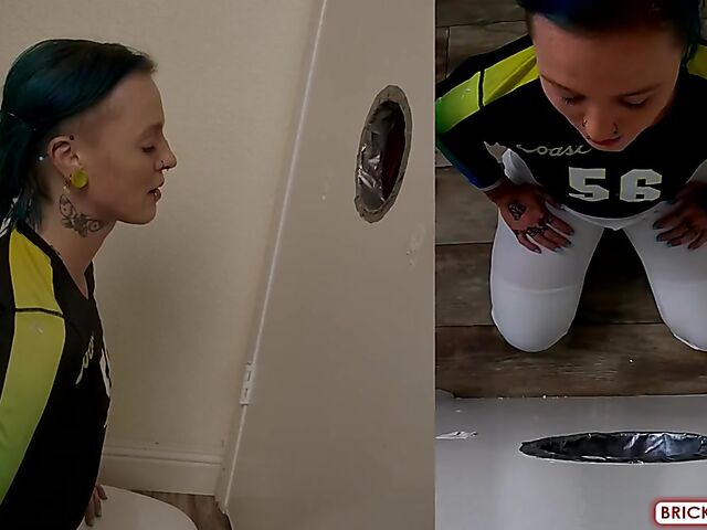 Fully clothed blowjob at the glory hole with Bethany Anne