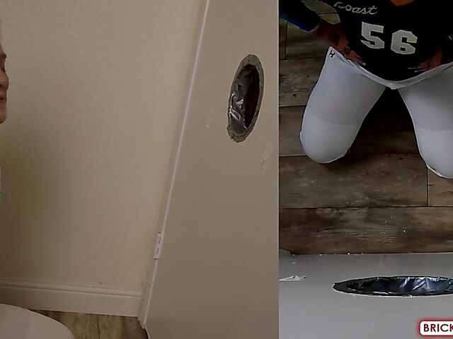 Fully clothed blowjob at the glory hole with Bethany Anne