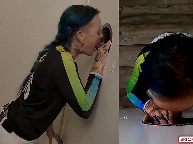 Fully clothed blowjob at the glory hole with Bethany Anne