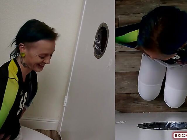 Fully clothed blowjob at the glory hole with Bethany Anne