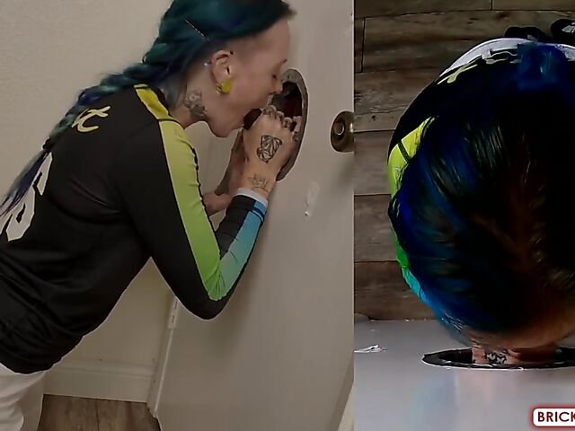 Fully clothed blowjob at the glory hole with Bethany Anne