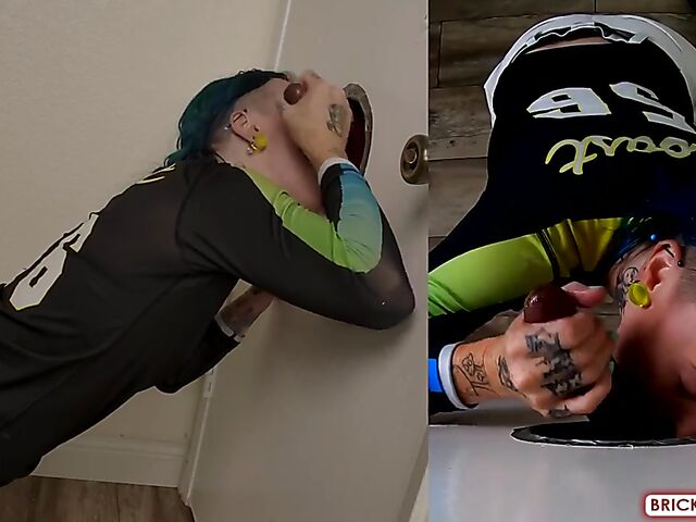 Fully clothed blowjob at the glory hole with Bethany Anne