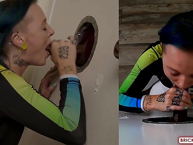 Fully clothed blowjob at the glory hole with Bethany Anne