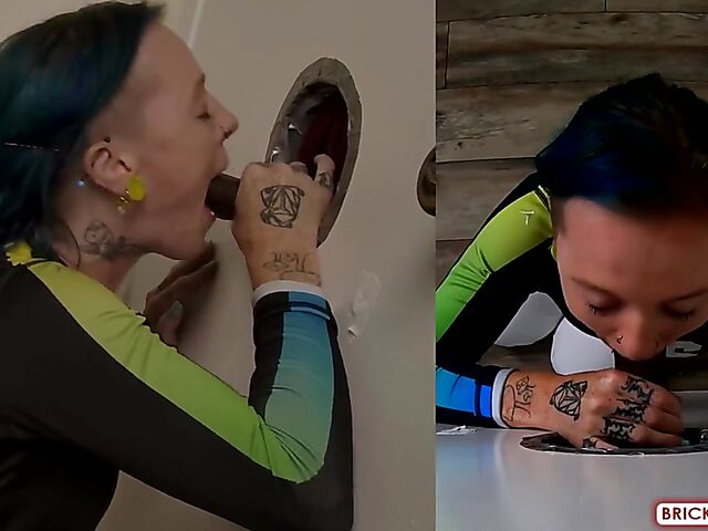Fully clothed blowjob at the glory hole with Bethany Anne