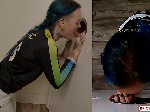 Fully clothed blowjob at the glory hole with Bethany Anne