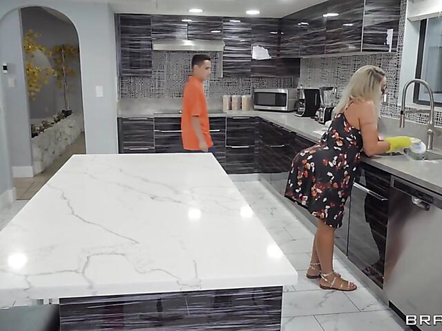 Uptown Jenny - Fake tits milf and boy have a good time