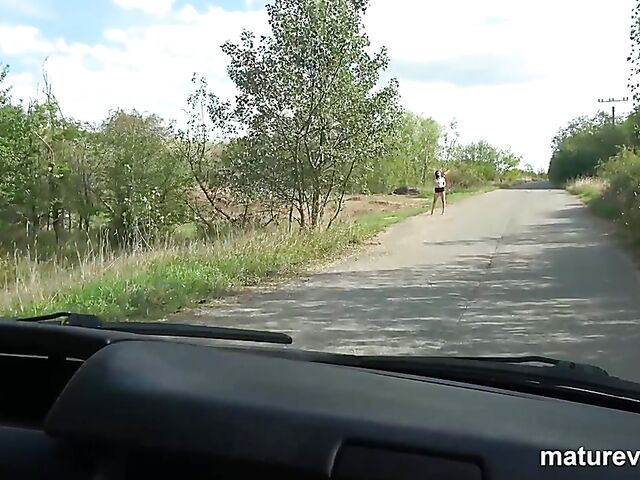 Car threesome with MILF hooker Lucie Novac