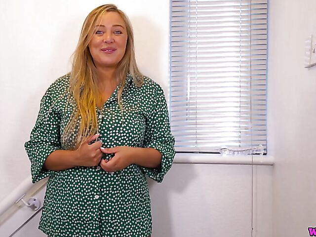 Busty JOI masturbation with a dildo featuring Beth