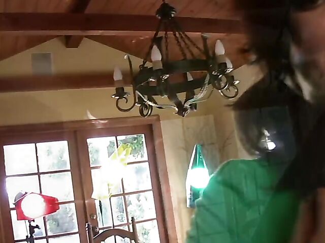 Busty brunette Sarah Randall uncovers her massive boobs