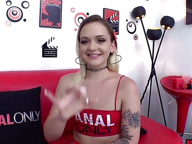 Close up anal in red fishnets with a thick ass girl called Joey White