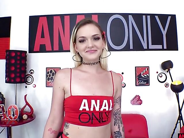 Close up anal in red fishnets with a thick ass girl called Joey White