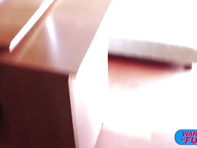 Double penetration after waking up with pink-haired Marie Diaz