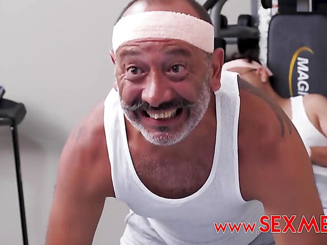 Gym sex with a mentally retarded guy giving it to his horny fitness instructor Emily Thorne