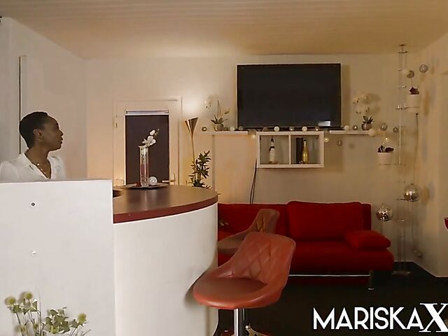 White cock in Zaawaadi's tight black pussy