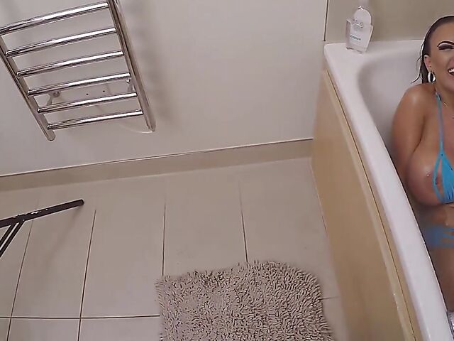 Big tits shower solo with busty bikini babe Danniella Levy