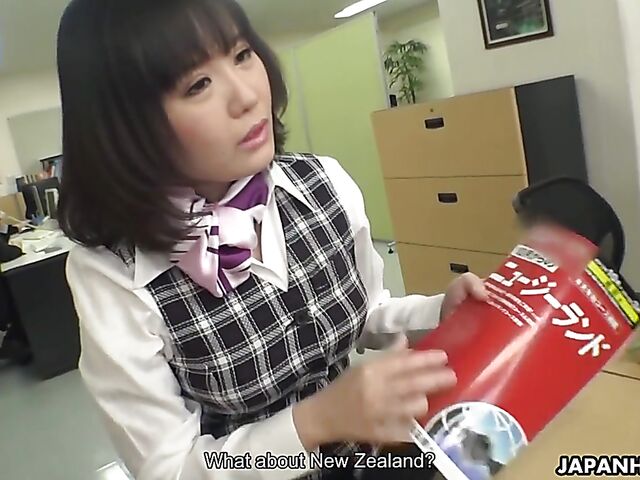 Big tits Japanese secretary Shizuku Hutaba shows her goods